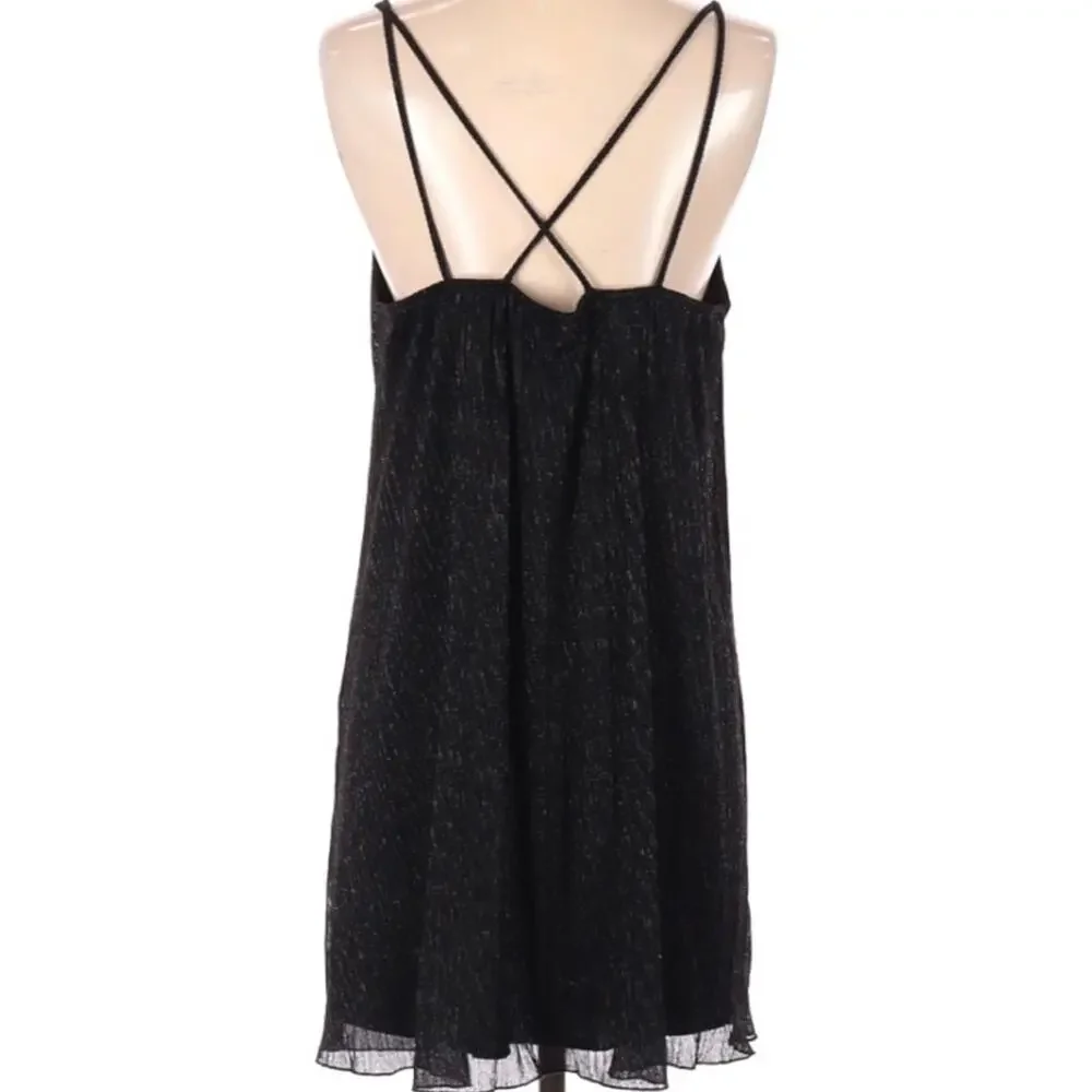 Peppermint black metallic mini dress strappy sz L